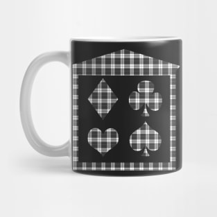 Black and White Plaid Playing Card Suits Mug